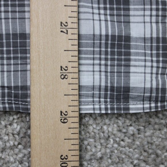 A/X Armani Exchange Shirt Mens Lage Gray/White 100% Cotton Short Sleeve Button - Picture 12 of 13